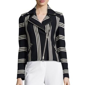 Veronica Beard Bailey Navy Striped Moto Jacket Women's size XS